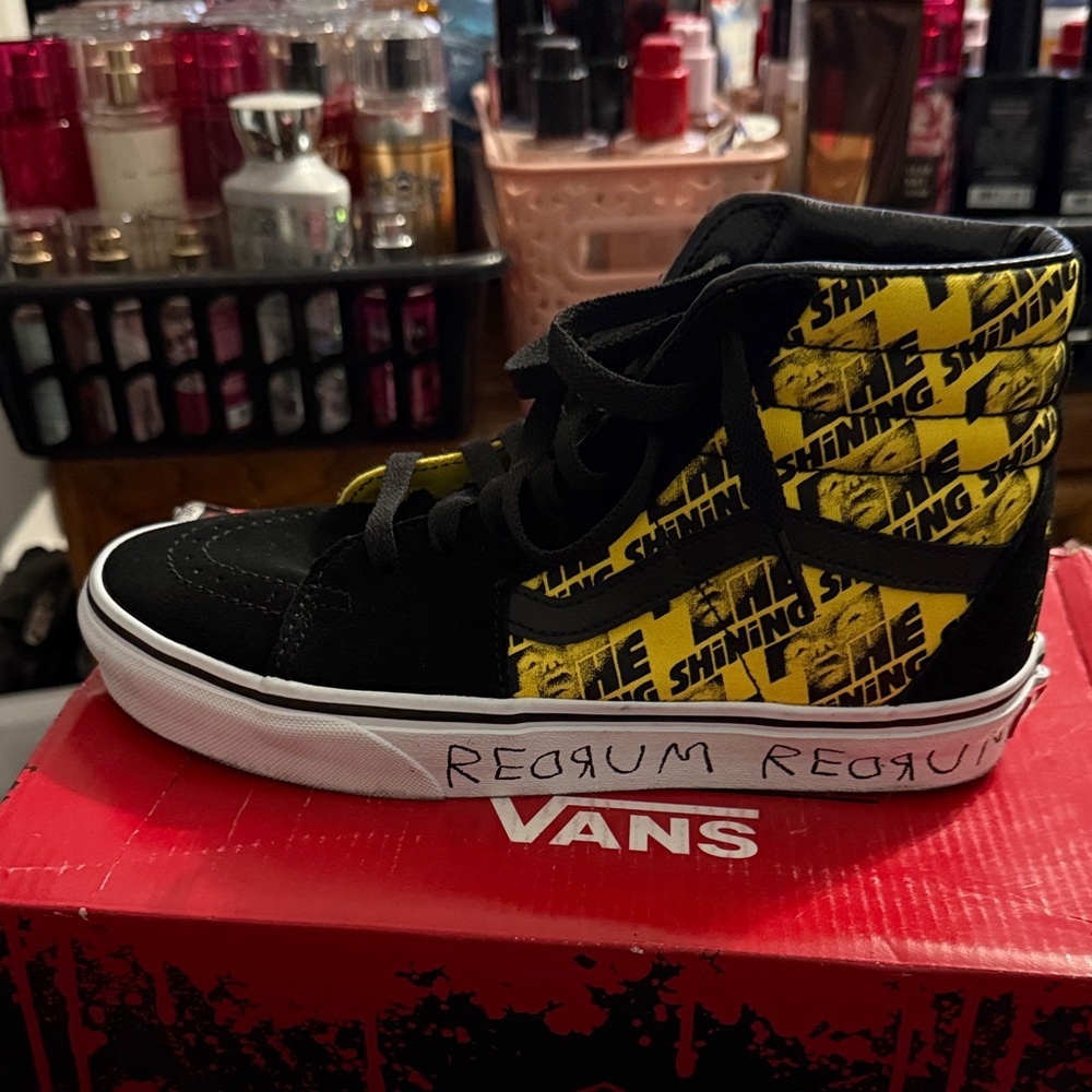 Vans Kids High-Top Sneakers - Black and Yellow Shining Design